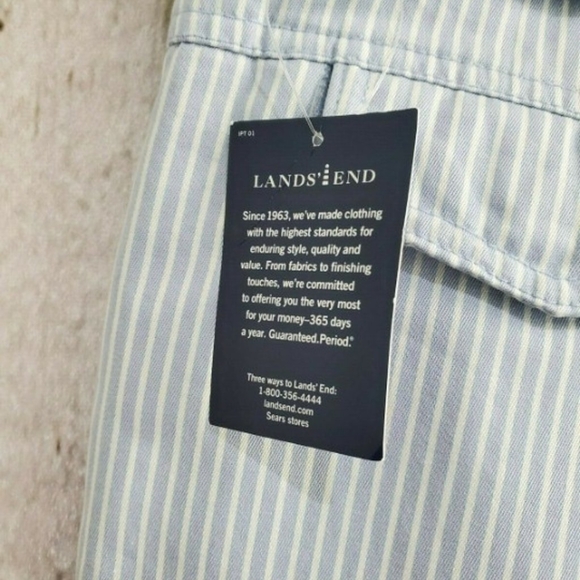 Women's Size 16P petite Lands' End Cropped Pants Capris blue white striped new - Picture 4 of 7